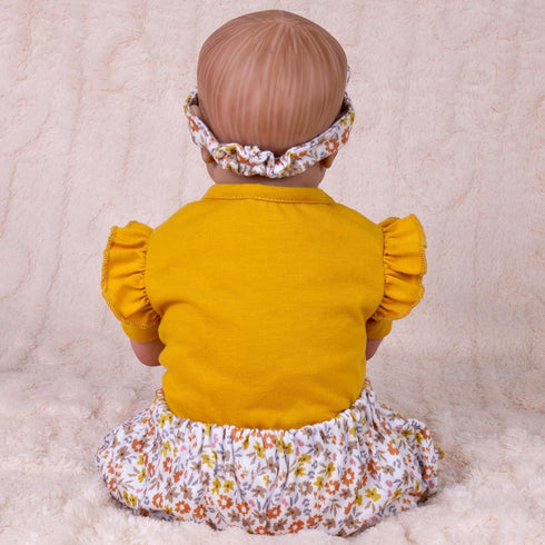 Aori Reborn Baby Dolls Clothes 20 inch Outfit 3 pcs Yellow Flower Set for 17-20 Inch Reborn Doll Newborn Girl...