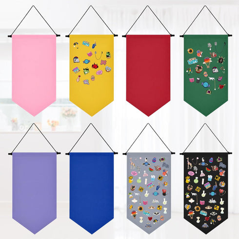 Kunyeah Wall Hanging Brooch Organizer Storage Case Colorful Canvas Pin Board Stand Enamel Pin Badge Hanging Holder Display Banner Earrings Collect...