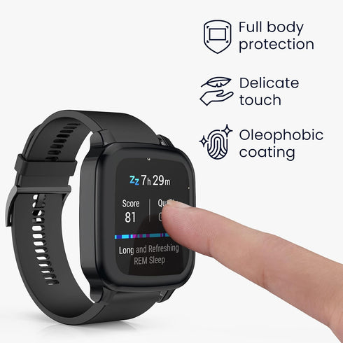 kwmobile Case Compatible with Garmin Venu Sq 2 Music/Sq 2 Case - 2X TPU Silicone Fitness Tracker Cover - Black...