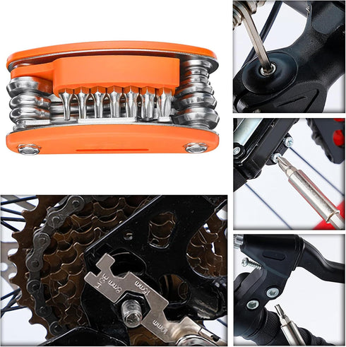 20 in 1 Bike Multitool Kit CRV Steel Multi-Function Cycling Mechanic Repair Tool Kit with 6-15mm Hexagon Bone Wrench Heavy Duty Metal Spanner...