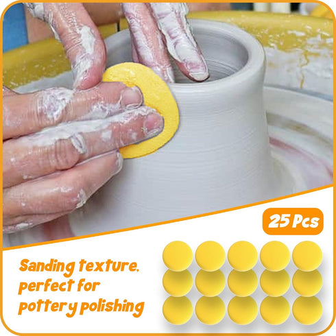 25Pcs Pottery Sponges 3inch, Painting Sponges, Pottery Sponges for Clay, Clay Sponge, Round Sponge, Clay sponges for Pottery, Paint sponges for Ac...