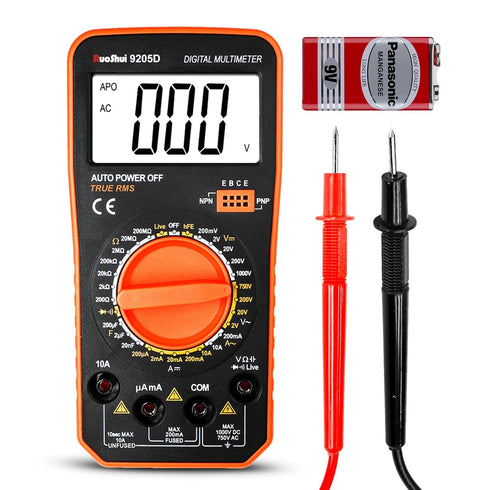 Ruoshui 9205D Digital Multimeter Voltage Tester Volt Meter - DC/AC Current Measurement | Large Screen Display | Overload Indication | Capacitance ...