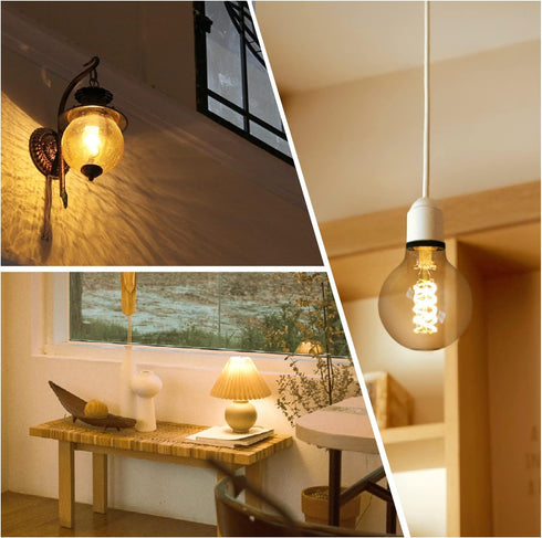 G80(G25) LED Edison Bulbs 60 Watt Equivalent, High Brightness Warm White 2700K Clear Glass Globe Light Bulb, Dimmable Antique LED Filament Bulbs, ...