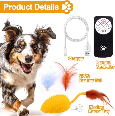 Mity rain Interactive Dog Toys, Remote Control Dog Toy with Feather Tail and Charger, Funny Dog Toys for Small Medium Dogs Outdoor and Indoor, Dog...