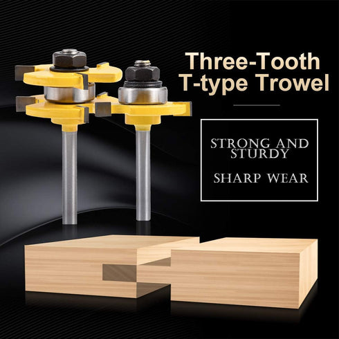KATUR Tongue and Groove Router Bit Set, 1/4 Inch Shank Grooving Router Bit, Wood Milling Saw Cutter, New Woodworking Tools, 3 Teeth T Shape (1/4" ...
