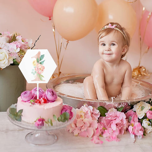 Yalikop 2 Pieces Acrylic Cake Topper Blank Clear DIY Birthday Personalized DIY Cake Topper for Custom Wedding Birthday Festival Party(Hexagon Styl...