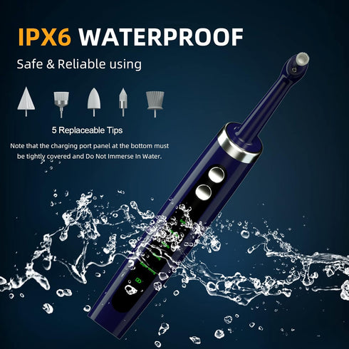 Electric Tooth Polisher, Multifunctional Replacement Head Teeth Cleaning Kit for Fighting Tooth Smoke and Tea Stains, USB Charging, Waterproof (Bl...