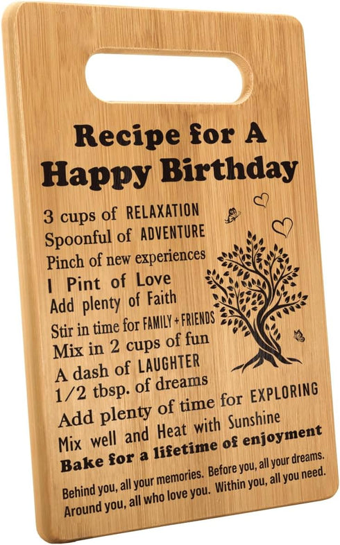 Birthday Gifts for Women Men, Happy Birthday Present, Birthday Gift Ideas Decoration, Recipe for A Happy Birthday Cutting Board Gift...
