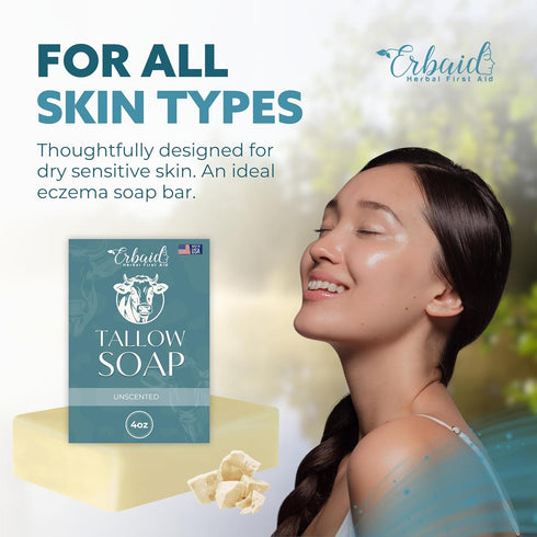 Beef Tallow Soap Bar – All Natural Grass Fed Tallow Soap Unscented – Moisturizing Face & Body Wash Great for Eczema, Dry, Itchy, Sensitive Skin – ...