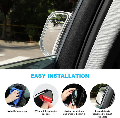 2 PCS Back Passenger Rear View Mirror, Adjustable Wide Angle Blind Spot B-Pillar Mirror, Side View Mirror with Convex Surface, Car Accessories for...