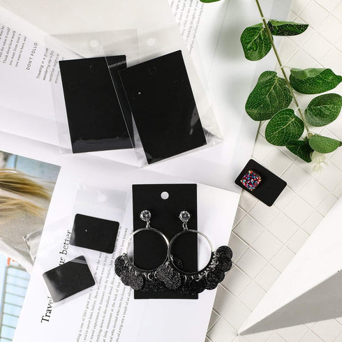 500 Set Earrings Display Card with Clear Resealable Bags, Jewelry Packaging DIY Earrings Holder Display Card for Selling, Hanging Earring...