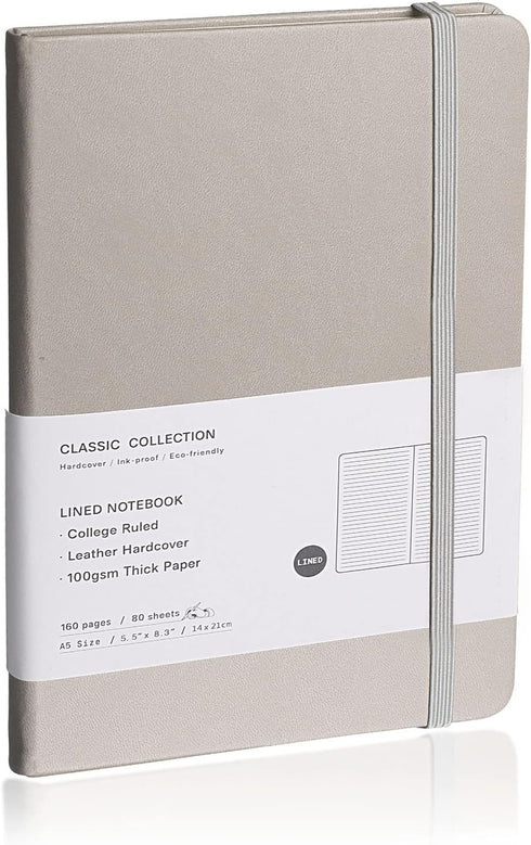 Lined Journal Notebook, (Grey), 160 Pages, Medium 5.7 inches x 8 inches - 100 gsm Thick Paper, Hardcover...