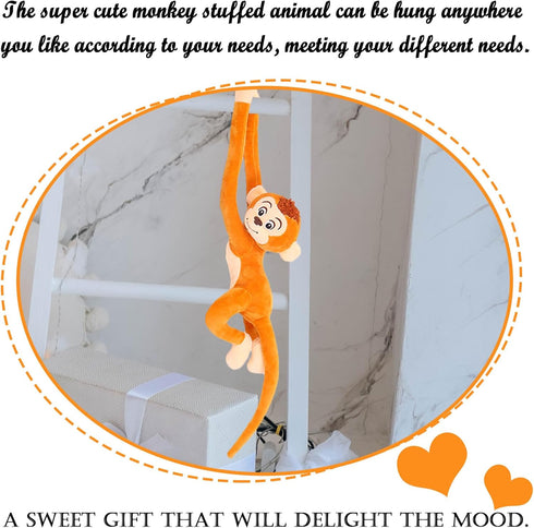 35.4" Hanging Monkey Stuffed Animals Plush Cute Brown Monkey Toy for Kids Adults...