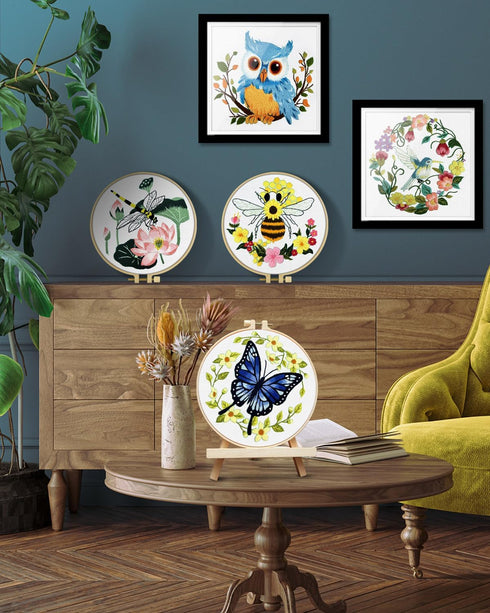 TINDTOP Embroidery Kit for Beginners Adult, Butterfly Embroidery Kit for Beginners Include Embroidery Cloth Hoops Threads for Craft Lover Hand Sti...