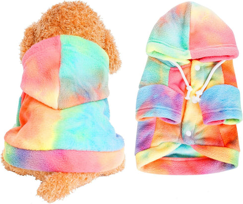 Tie Dye Dog Hoodie Dog Cold Weather Coats Soft Fleece Puppy Sweatshirts Dog Warm Jacket Pet Dog Clothes Winter Dog Outfits for Small Puppy Cat Pet...