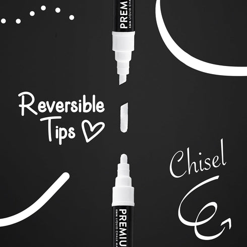White Liquid Chalk Markers Erasable - 4PK 6mm Fine Tip Chalk Markers Chalk Pens - Chalkboard Markers Bistro Chalk Marker Glass Window Markers - Gl...