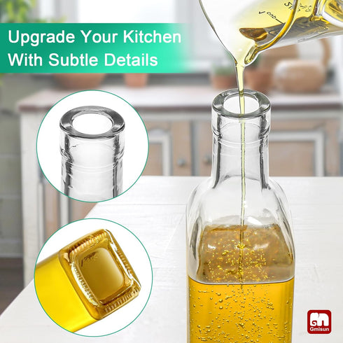 GMISUN Olive Oil and Vinegar Dispenser Bottle Set, 2Pack Oil and Vinegar Dispenser Bottle, 17oz Kitchen Oil Dispenser, Glass Cooking Oil Dispenser...