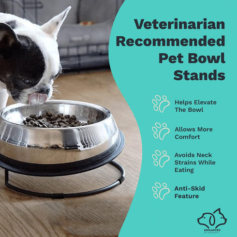 Enhanced Pet Bowl Stand - New Anti-Skid Feature - Dog and Cat Bowl Stand Exclusively for Use with The Corresponing Size Enhanced Pet Bowl (Small)...