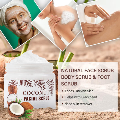 Facial Scrub Exfoliator, Exfoliating Facial Wash with coconut oil, Premium Organic Body Scrub, Ultra Hydrating and Exfoliating Scrub for Nourishin...