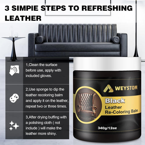 Leather Recoloring Balm - Leather Repair Kit for Furniture, Leather Dye, Recolor, Renew, Repair & Restore Aged, Faded, Cracked, Peeling and Scuffe...