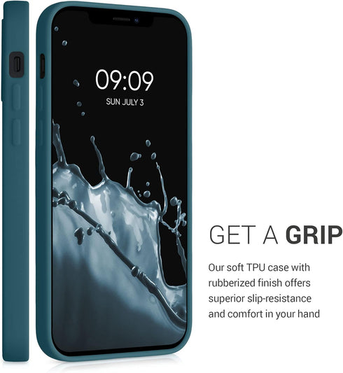 kwmobile Case Compatible with Apple iPhone 12 / iPhone 12 Pro - Soft TPU Phone Cover with Card Holder and Silicone Finish - Teal Matte...