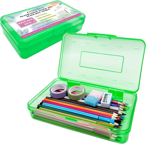 Plastic Translucent Pencil Box,Pencil Cases with Snap-Tight Lid for Pens, Pencils, School Supplies,Office Supplies, 1 Pack...