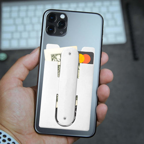 Silicone Phone Card Holder Pocket With Phone Stand, Stick On Wallet, Adhesive Credit Card Pouch, Compatible with iPhone & Samsung Galaxy - White...