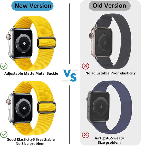 Stretchy Solo Loop Strap Compatible with Apple Watch Band 38mm 40mm 41mm 42mm 44mm 45mm 46mm 49mm,Soft Nylon Elastic Strap Wristband for iWatch se...