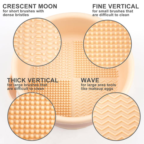 Makeup Brush Cleaner Mat 3 in 1 Silicone Makeup Brush Cleaning Bowl with Drying Holder Brush Cleaning Scrubber Tool Cosmetic Brush Cleaner with Ho...