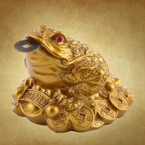 Hilitand Money Frog Toad Decoration,Chinese Feng Shui Wealth Lucky Money Frog Statue Home Office Decoration Good Lucky Gift(S-6X6X5cm)...
