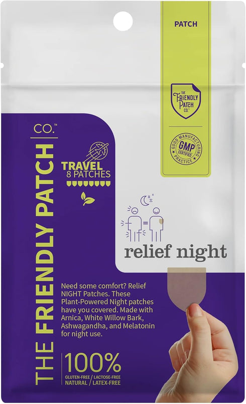Relief Night Patch - 8 pack Arnica, White Willow Bark, Melatonin, Ashwagandha for Soreness for Sleep for Women and Men...