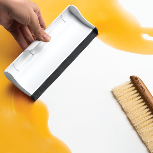 Full Circle Crumb Runner, Counter Sweep and Squeegee, Compact Brush for Sink & Kitchen Countertops, White...