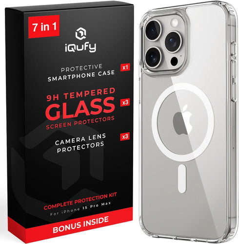 7 in 1, iPhone 15 Pro Max Case, 3X Screen Protector, 3X Camera Lens Protector, Compatible with MagSafe, Military-Grade Protection, iPhone 15 Pro M...