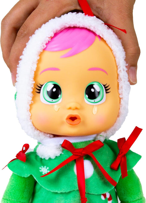 Cry Babies Tiny Cuddles Christmas Noelle - 9" Baby Dolls, Cries Real Tears, Red and Green Christmas Tree Themed Pajamas...