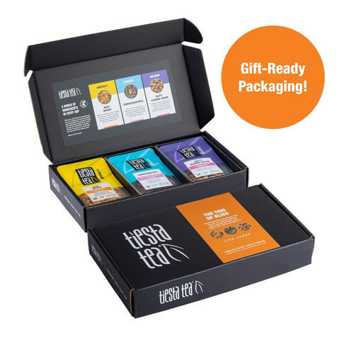 Tiesta Tea - Herbal Tea Gift Box, Loose Leaf, Medium to Non-Caffeinated Variety Pack, Make Hot & Iced, 3 Pouches of Assorted Blends with Herbal, W...