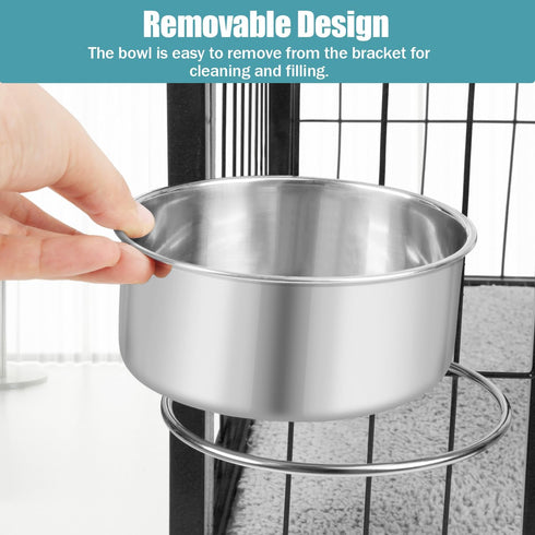 Dog Bowl Stainless Steel Pet Hanging Food Water Bowl Cage Feeding Cup Feeder for Dogs Cats Rabbits Birds Small Animal (Medium (2pcs)...