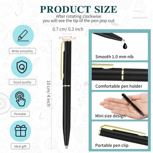 Teling 72 Pcs Small Ballpoint Pen Mini Pens Bulk 4 Inch Short Small Pens Tiny Pen Ink Ballpoint Pens for Notebook Pockets Signature Notepads Schoo...