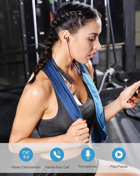 NANAMI Bluetooth Earbuds, 5.3 Bluetooth Wireless Headphones, IPX7 Waterproof, in-Ear Earphones with Mic, Noise Cancelling Headsets, Magnetic Neckb...