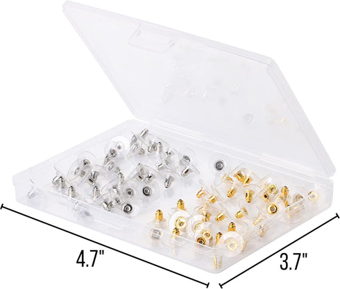 Mr. Pen Bullet Clutch Earring Backs - 76 Pcs, Gold & Silver, Rubber Backs for Studs & Pierced Earring Stoppers...