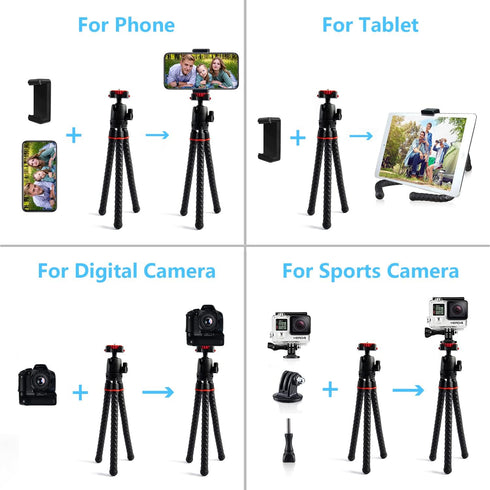 Phone Tripod LINKCOOL 360 Degree Rotation Flexible Tripod Travel Octopus Tripod for iPhone/Smartphone/Ipad/DSLR/Sports Action Camera, with Bluetoo...