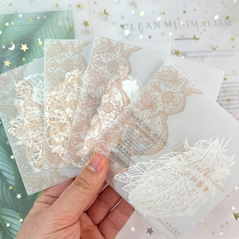 40 PCS Scrapbook Supplies Scrapbooking Lace Paper Butterfly Leaves Feather Series Journaling Supplies Craft Decorative Paper for Art Journaling Bu...