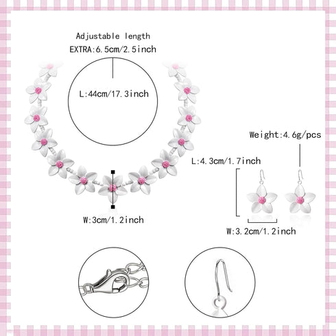 Flyonce Prom Jewelry Daisy Flower Necklace with Earrings Set for Women, Movie Doll Cosplay Jewelry Set Dress Up Accessories for Prom Dress...