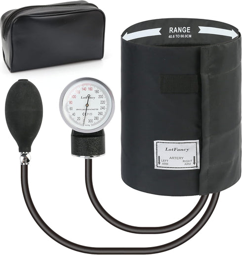 Aneroid Sphygmomanometer by LotFancy, X -Large Thigh BP Cuff(16-26in), Professional Manual Blood Pressure Monitor, Black Adult Cuff and Carrying C...