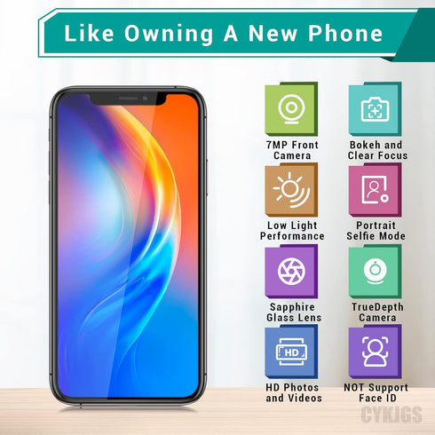 for iPhone X Front Camera Replacement OEM for iPhone 10 New Face Front 7MP Camera Part Flex Cable Connector Facing Lens Module Light Receiver Tran...