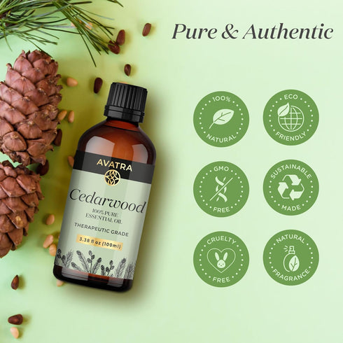 Avatra Cedarwood Essential Oil for Hair, Skin & Aromatherapy | Natural Oil for Diffuser, Soap & Candle Making | Premium Grade with Glass Dropper |...