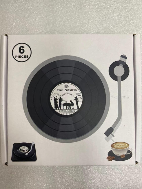Valdivia Funny Retro Vinyl Record Coasters with Player, 6 Pcs Music Coasters for Drinks, Bars, Party, Birthday Gifts for Music Lovers, Home Decor ...