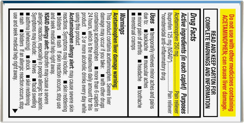 GoodSense Dual Action Acetaminophen and Ibuprofen (NSAID) Tablets, 250 mg/125 mg, Back Pain, 36 Count...