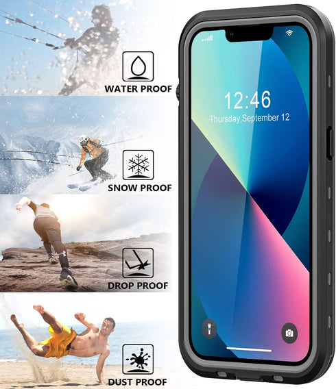 for iPhone 13 Waterproof Case with Built-in Screen Protector, Shockproof Dustproof Full Body Protective IP68 Waterproof Phone Case for iPhone 13 6...