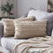 MIULEE Set of 2 Decorative Boho Throw Pillow Covers Linen Striped Jacquard Pattern Cushion Covers for Sofa Couch Living Room Bedroom 12x20 Inch Be...