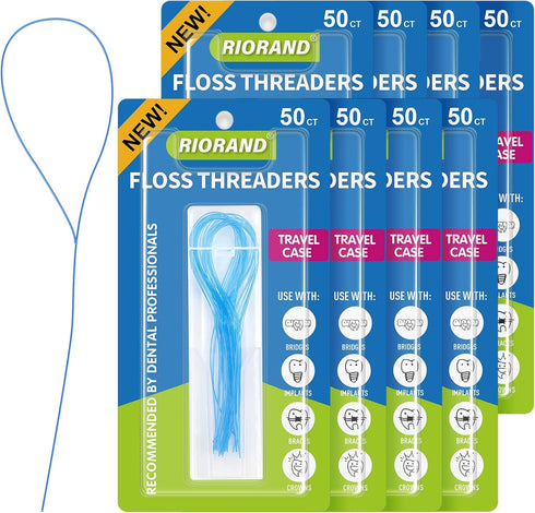Floss Threaders,Essential Tool for Maintaining Oral Health with Braces, Bridges, and Implants 400 Count (Pack of 8)...